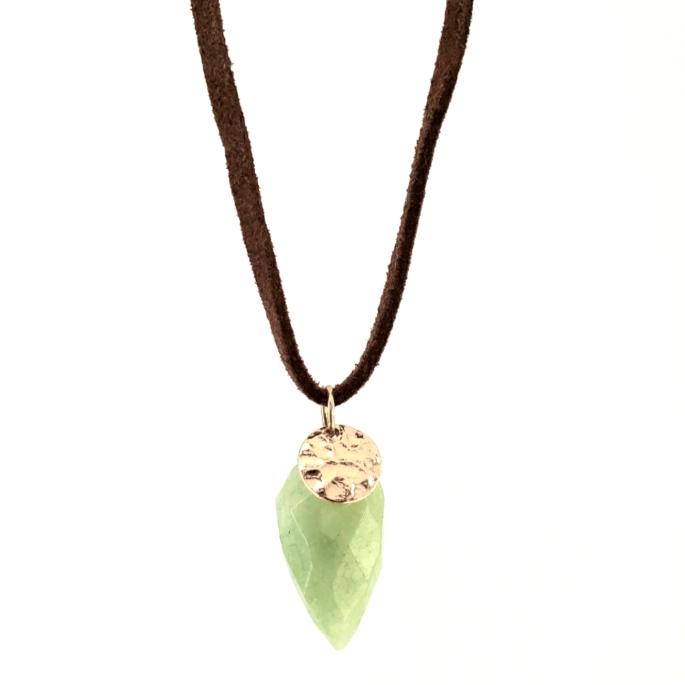 NEW Faux Jade Tear Drop Pendant Necklace